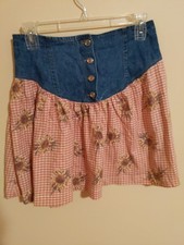 90s vintage denim and floral skirt size small