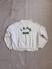 Vintage 50s Sweatshirt Long Beach Poly embroidered double pocket zip up cotton L