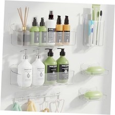 Adhesive Shower Caddy 6 Pack Rustproof Shower Shelves for Inside Shower clear