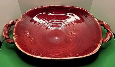 Fortunata Tuscany 25'' Platter - Bowl, Twisted Handles, Pigeon Blood Red - Italy
