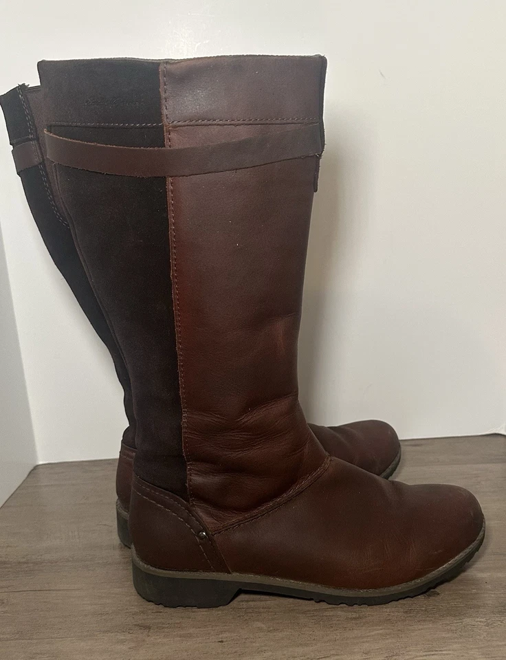 Eddie Bauer Botas Altas de Cuero Suave para Mujer 9.5 Marrón Impermeable Cremallera Lateral Foto 3 de 4