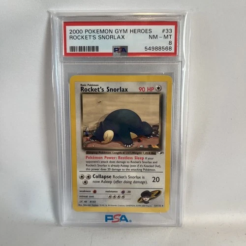Pokemon 2000 Gym Heroes Rocket's Snorlax #33 PSA 8 NM-MT Wizard of the Coast