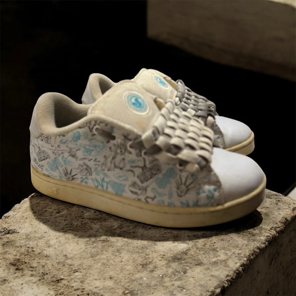 Mujer Talla 10 DVS Revival Zapatos de Skate Unisex Tenis A Cuadros Cordones Graffiti Foto 3 de 4