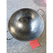 Vintage Stainless Steel Colander #2 Star Pattern Handles Kitchenware