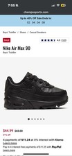 Nike Air Max 90 LTR Leather Triple Black Toddler Sneakers CD6868-001 - SZ 4 C