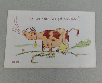 Vintage KromeKolor Comic Postcard So You Think You Got Troubles Comedy Humor