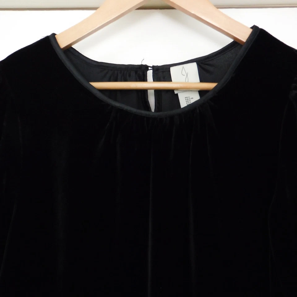 Top Joie Terciopelo Negro Manga Larga Recortado Festival Dark Academia Boho Talla Grande Foto 2 de 4