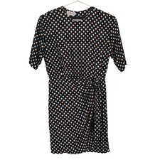 VINTAGE Talbots Albert Nipon Womens Dress 20 Black 3/4 Sleeve Polkadot USA Union