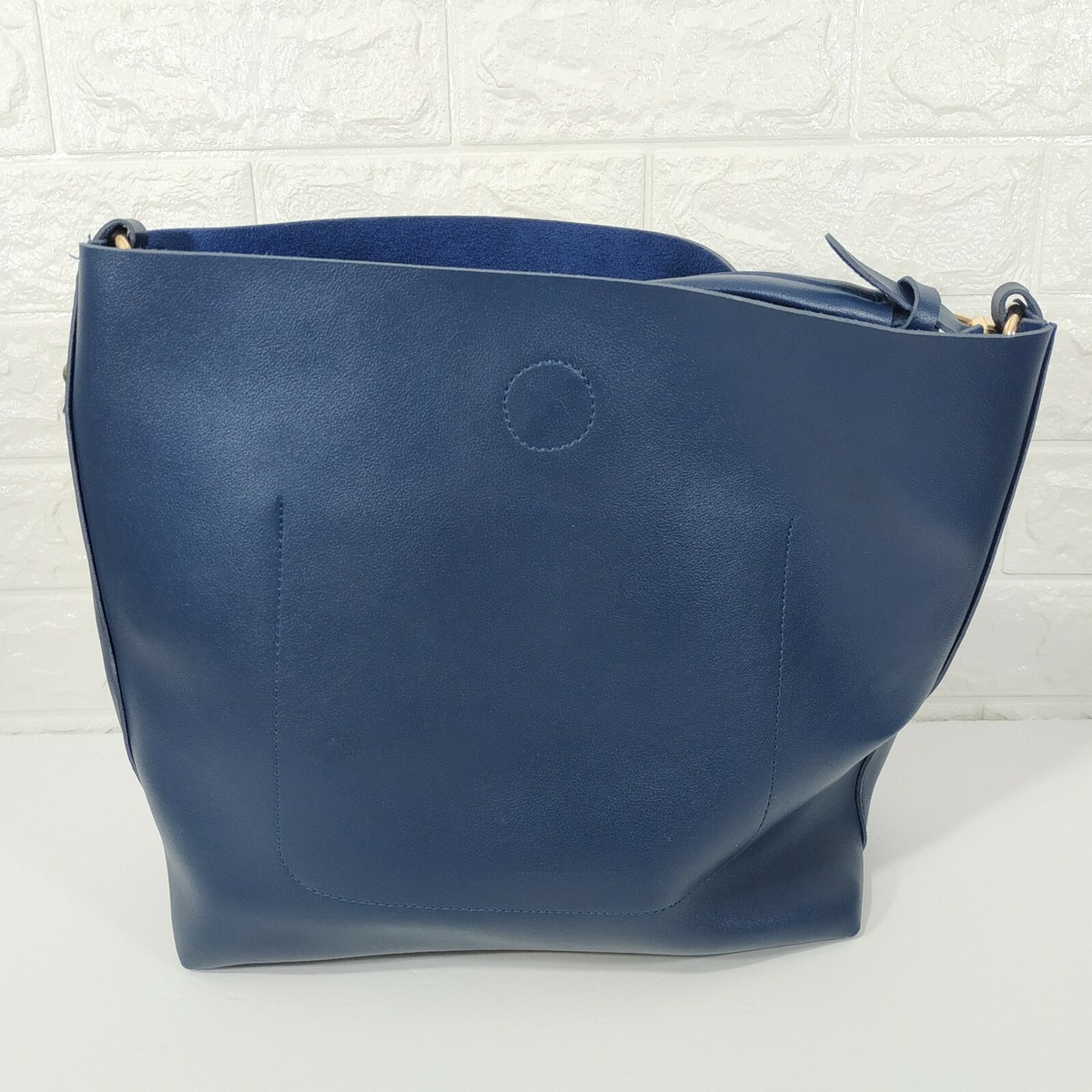 Okpta 1519426 Handbag Womens Blue Guinea Leather Bag Sz Medium