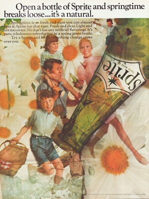 Print Ad Sprite 1968 Spring Psychedelic Full Page Large Magazine 10.5''x13.5''