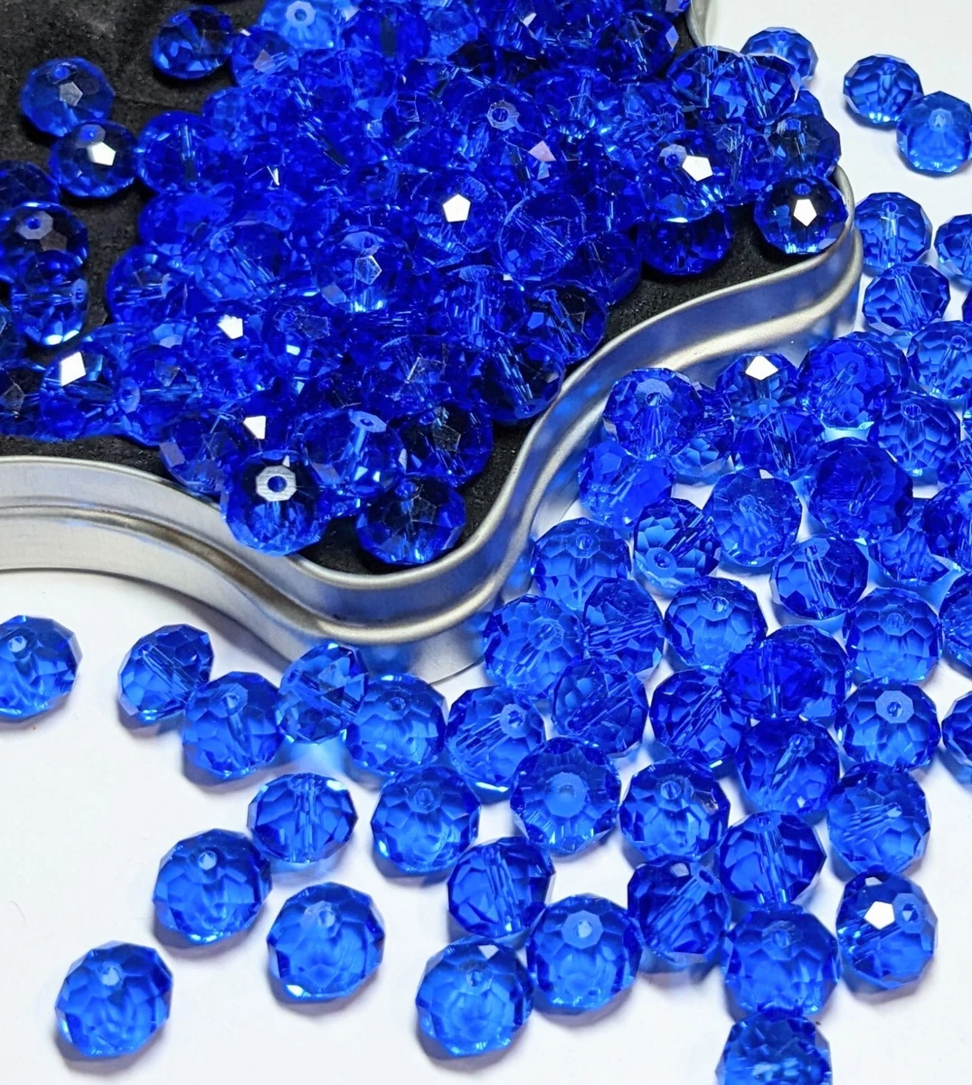 Crystal Beads 8mm Beads for Jewelry Making Bulk 180 pcs Navy Blue Roundelle