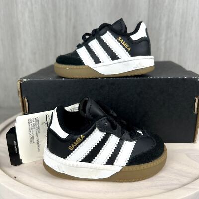Adidas Samba TD Black White Toddler Classic Booties Baby Shoes Sneakers Sz 2K