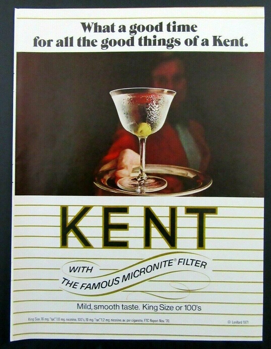 1971 KENT King Size or 100's Cigarettes Magazine Ad
