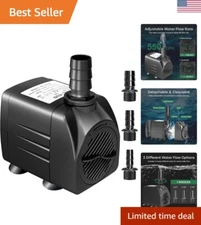 Versatile 550GPH Black Submersible Pump - Ideal for Aquariums & Water Displays