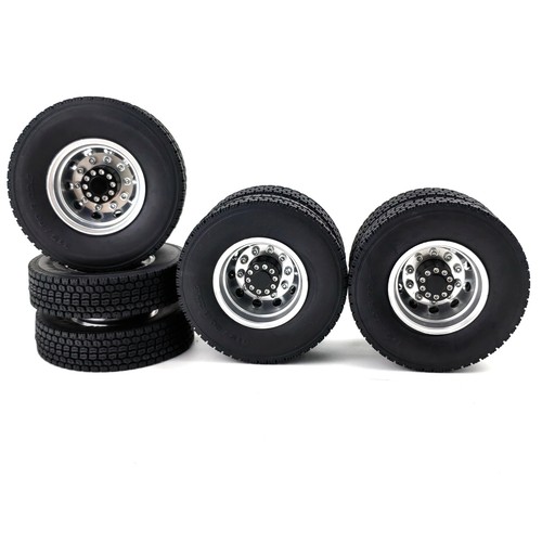4X CNC Metal Alloy Front/Rear Wheel Hub Rim & Tires For 1/14 Tamiya RC Truck Car - Picture 31 of 43