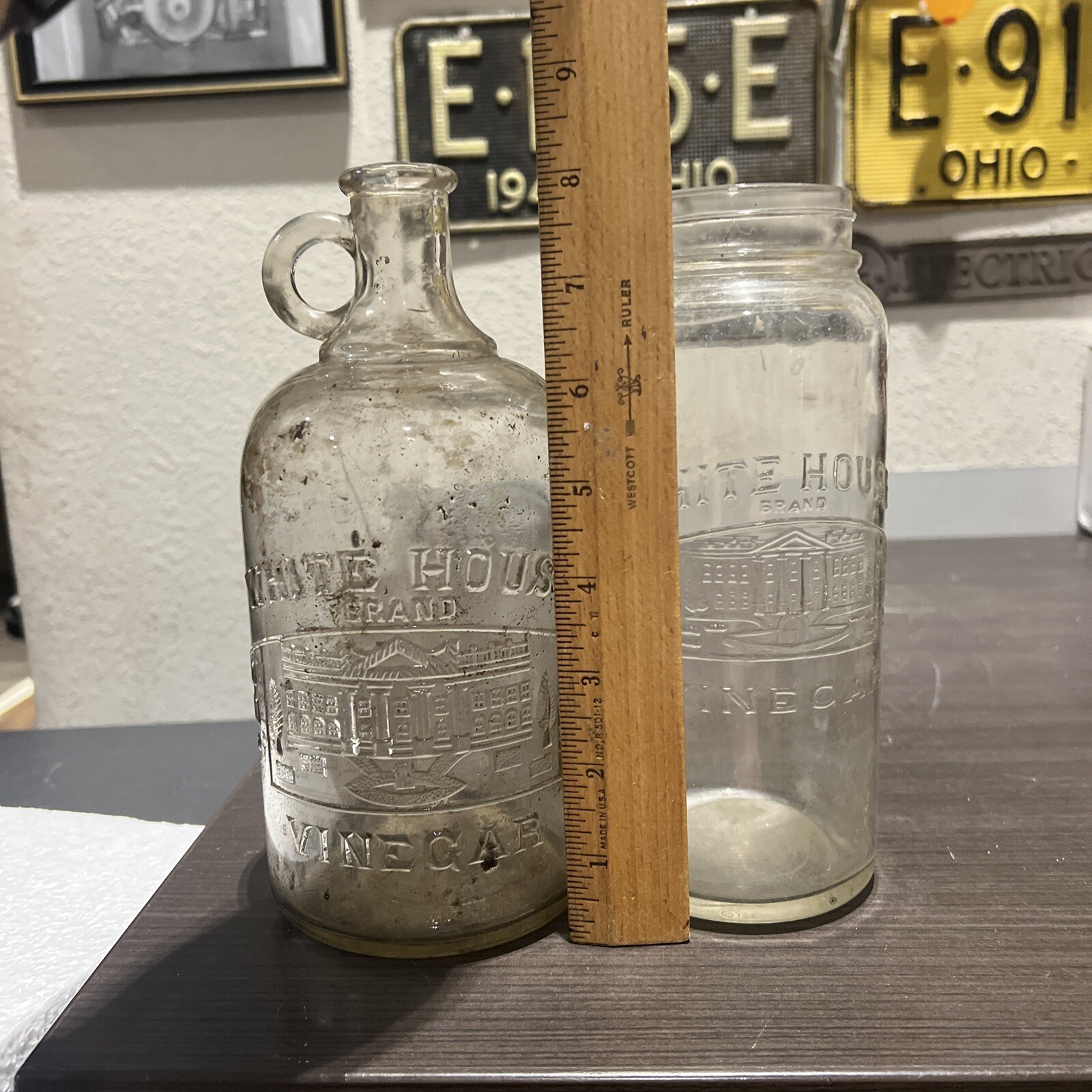 Lot x2 Antique White House Vinegar Bottles Jar Jug Embossed Product eBay