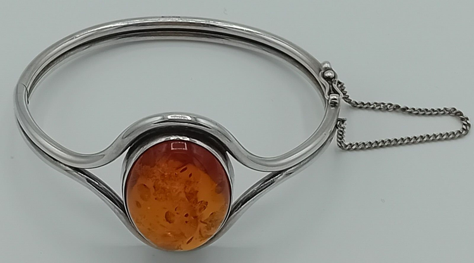 Baltic Amber Solid Silver Handmade Bangle - Hallm… - image 5