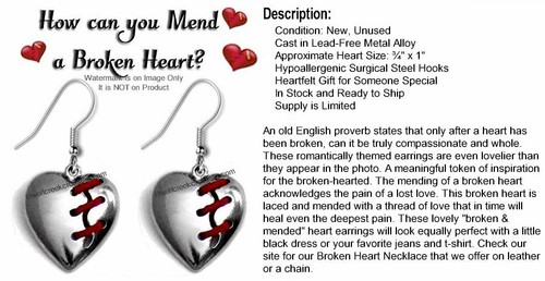 MEND A BROKEN HEART EARRINGS - LOST LOVE JEWELRY HEARTFELT GIFT SALE FREE SHIP' - Picture 2 of 9