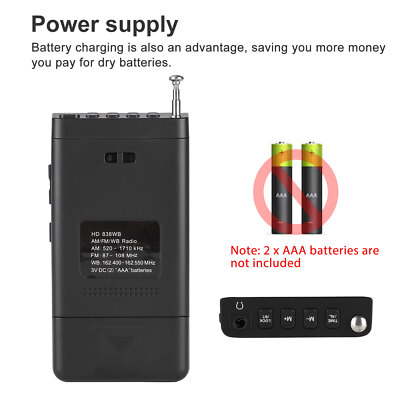 Handheld Weather Pocket AM FM Radio Auto Search NOAA Emergency Receiver ...