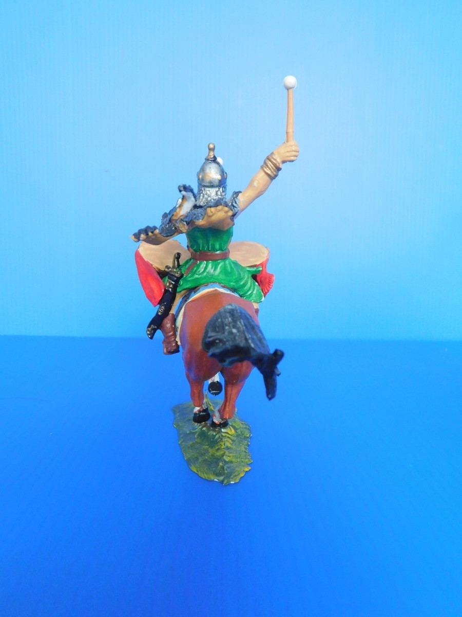 Elastolin - Action Figure Timbalier Allemand Avec Son Très Rare Cheval 1930 1940 Germany