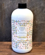 LARGE Beekman 1802 Goat Milk Hand And Body Wash Amber Sunset Lily 24 oz UNSEALED