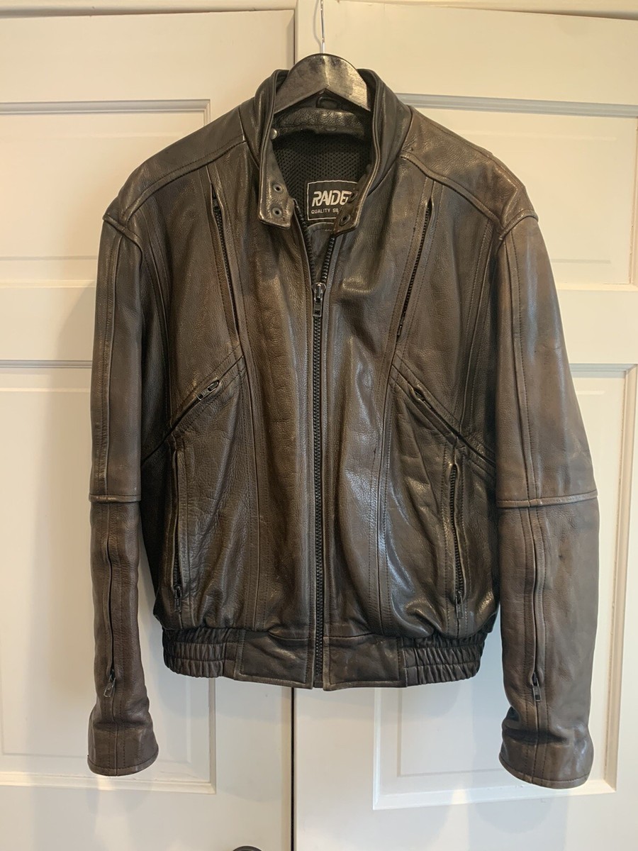 Vintage First Mfg Men's RAIDER Motorcycle Moto Brown Leather