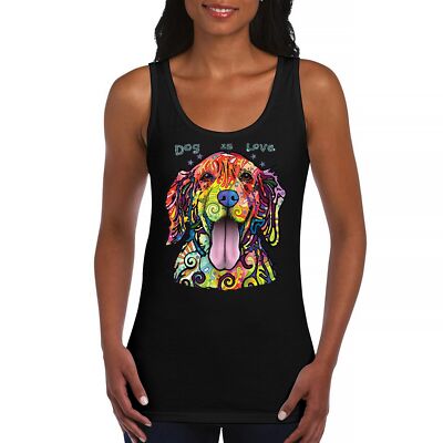 Dean Russo Dog is Love Labrador Retriever Women's Tank Top Happy Pet