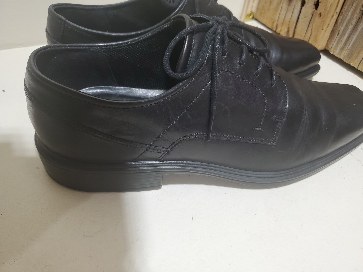 SAOLA Scarpe eleganti da uomo nere ECCO taglia 9 9 5 Shock Point in pelle stringate taglia EU 43 (24)