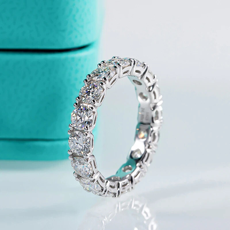 2.50 CTW Round VVS1 Moissanite Eternity Wedding Band Ring 14K White