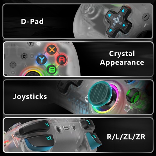 Gamepad Inalámbrico para Interruptor Joystick Metal Botón Cristal Controlador de Juego - Imagen 9 de 26
