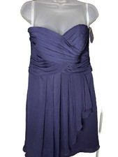 David s Bridal Strapless Chiffon Lapis Blue Dress Size 8 NWT 139