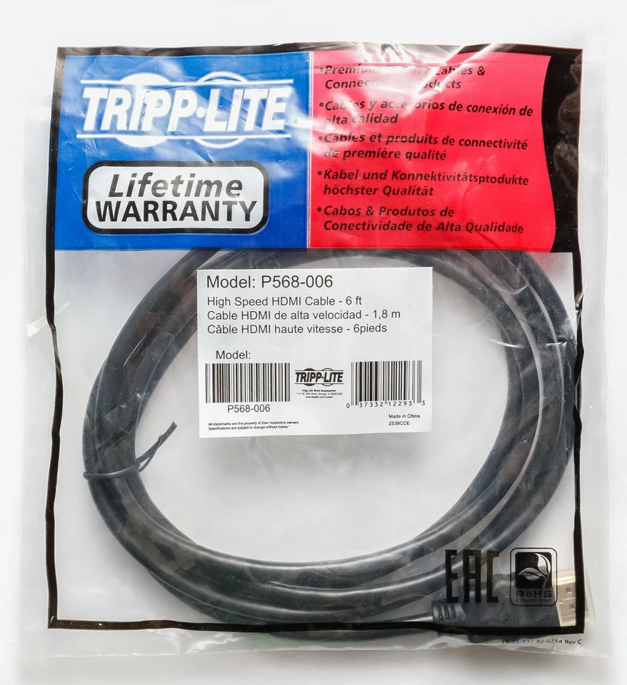 High Speed HDMI Cable 6 ft P568-006 Tripp-Lite Premium Quality - Image 3 of 3