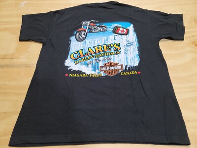 HANES BEEFY Harley Davidson Mens T-Shirt Live Life Wild Niagara