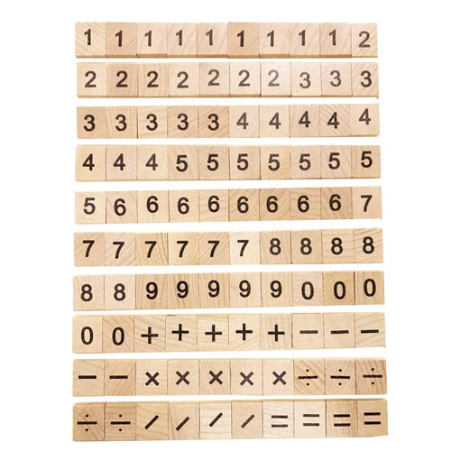 100 Wooden Tiles Black Numbers for Crafts Number Kids Creative Toys