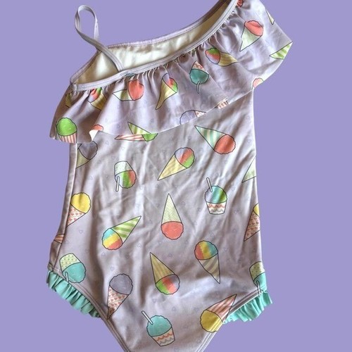 Ruffle Butts Girls Sz 7 One Shoulder Purple Ice Cream One Piece Swimsuit Swim - Picture 3 of 5
