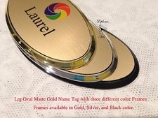 Personalized / Custom COLOR LRG OVAL Name Tag / Badge w/ FRAME  back attachment