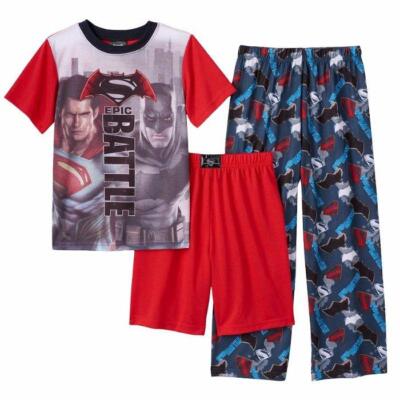 DC COMICS Boys 8 Batman V. Superman 3 Pc Pajama Set NWT $36