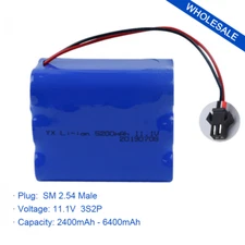 11.1V Li-Ion Battery Pack Large Capacity 3S2P Fire Emergency Light SM2.54 Male