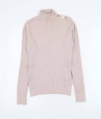 New Look Damenpullover rosa Stehkragen Viskosemischung Größe 10