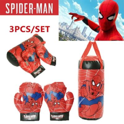 3tlg/Set Kinder Boxhandschuhe Boxsack Spiderman Superheld Weihnachtsgeschenk DE