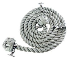32mm Grey Synthetic Bannister Handrail Rope x 6 Metres C/W 13 Chrome Fittings