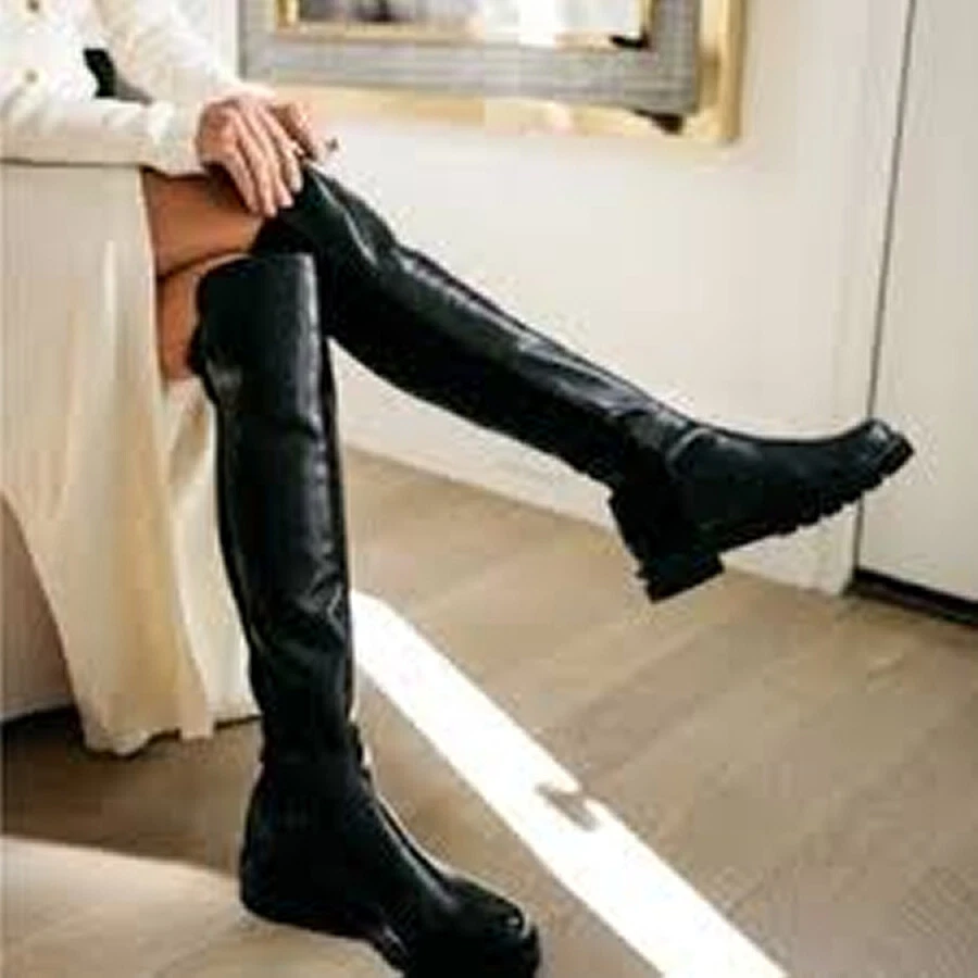 New! Stuart Weitzman 5050 Lift Boot Black Leather 7 B OTK S0387 DD304