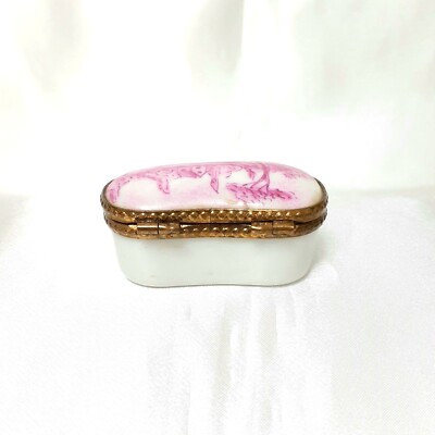 Vintage Limoges Emaille Schmuck Pillendose Landschaftsdesign Rosa Kostenloser...