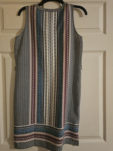 Ann Taylor Loft Geometric Print Sleeveless Dress S New NWT Blue Red White - Picture 4 of 4