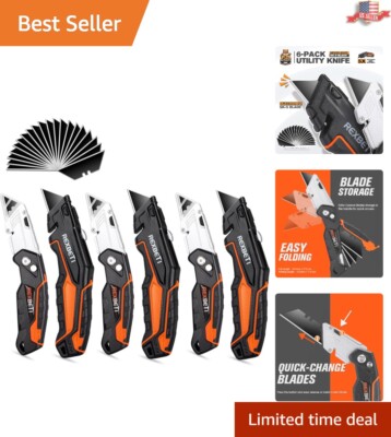 SK5 Folding Utility Knife Set - 6 Heavy-Duty Cutters with Convenient Storage