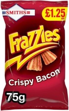 Full Box of 18 Packs of Smiths Frazzles Crispy Bacon Snacks Crisps 75g Bag