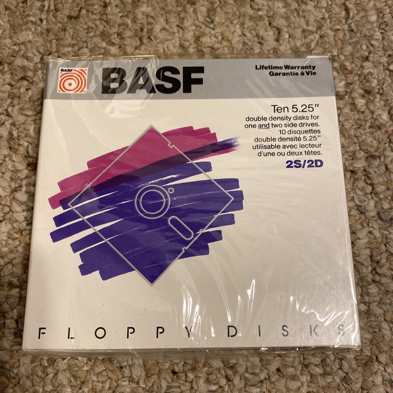 BASF FLOPPY DISKS Sealed BOX OF 10 Double Density 5.25" 2S/2D New
