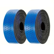 NASTRO MANUBRIO FORATO BICICLETTA CORSA SIMIL PELLE BICI VINTAGE RETRO - BLU