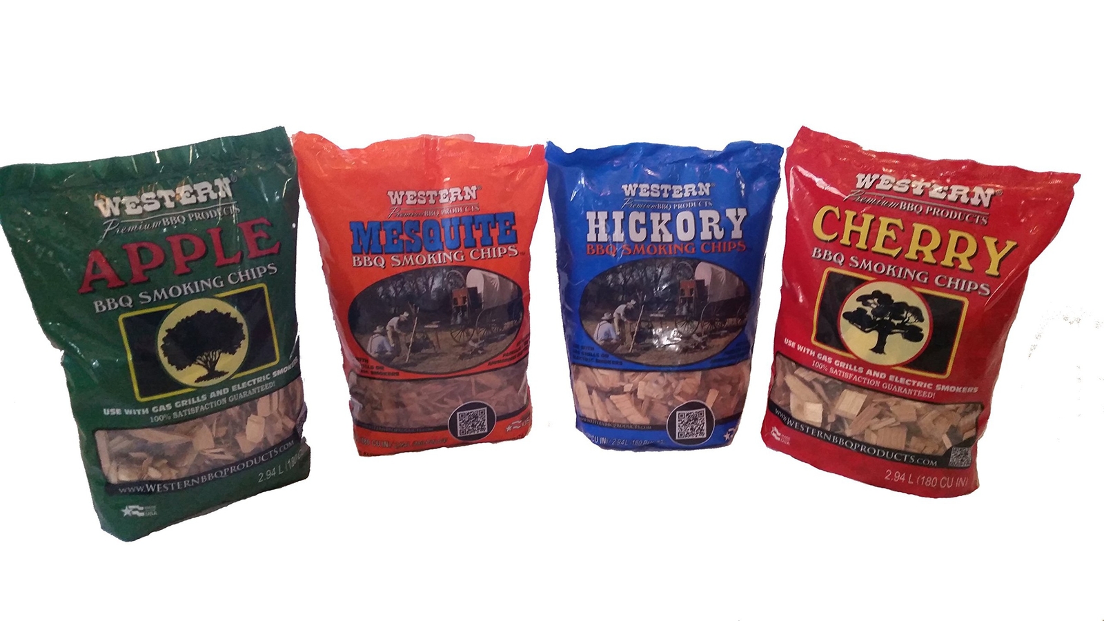 Western BBQ Smoking Wood Chips Variety Pack Bundle (4)- Appl