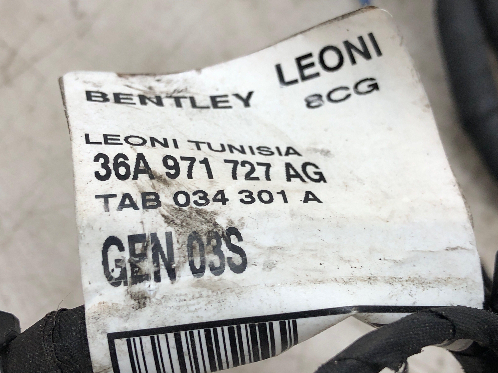 2016-2020 BENTLEY BENTAYGA FUEL PUMP CONTROL MODULE WIRING HARNESS 36A971727AG